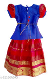 Kids traditional cotton-silk lehenga choli set with gift - ethnic motif, short sleeves, ready-to-wear for festivals, 6 months to 8 years
