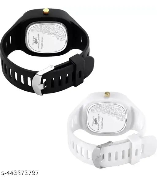 Black and white kids watch combo, square dial design