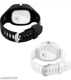 Black and white kids watch combo, square dial design