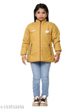 Cute girl in funky jacket, bright yellow with black lining and trim