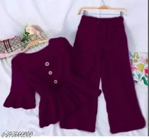 Modern elegance women's western crepe top & bottom set, three-quarter sleeves, captivating design, India origin