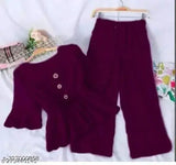 Modern elegance women's western crepe top & bottom set, three-quarter sleeves, captivating design, India origin
