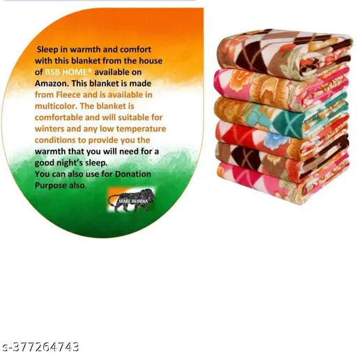 Fleece net, free size assorted print coffee & red color 2 blankets set - BMK WINTER