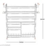 Stainless steel 6-shelf modular kitchen storage rack with lower 2-plate