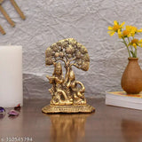 Metal Radha Krishna under Kadam tree statue, handcrafted artifact for home puja. Indian metal idol statue, 11cm x 8cm x 19cm