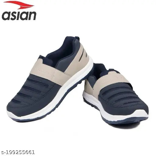 ASIAN kids' lightweight stylish sports walking shoes, black and blue