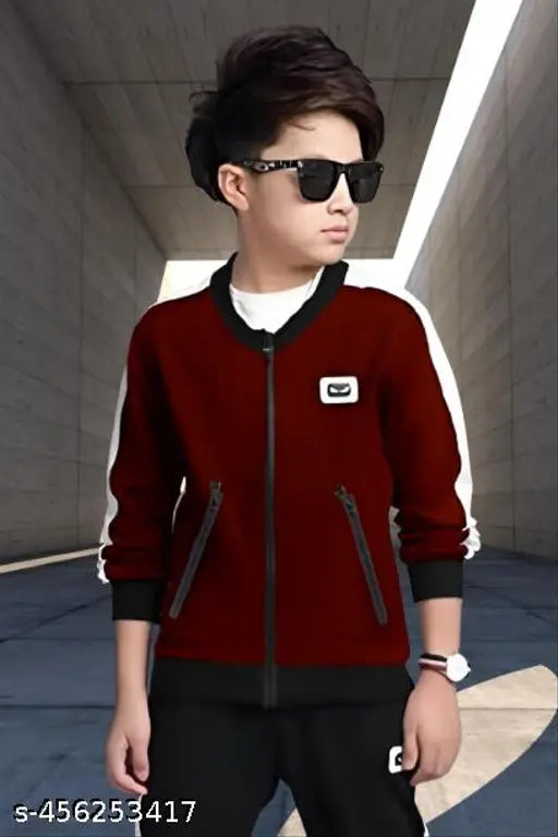 Agile boys jacket, red and black zip-up hoodie