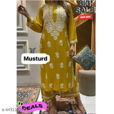 Modal Chikankari rayon kurti & palazzo set, intricate Indian print on three-quarter sleeves