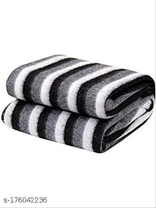 60x90 black & white striped wool blanket, high quality product from India
