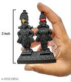 Exquisite Indian-crafted poly resin statue of Lord Vitthal & Goddess Rukmani, showpiece for home or office decor, 6cm x 7cm x 5cm