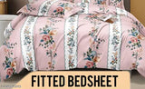Verma Handloom King Size cotton fitted double bedsheet with botanical print, ideal for summer
