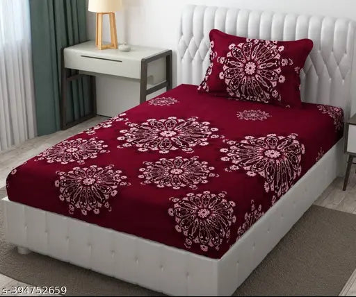 Floral multi-patterned microfiber single bedsheet with pillow cover (4.8ft x 7.3ft), high-quality cotton by Vardaan for a summer sleep