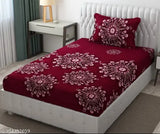 Floral multi-patterned microfiber single bedsheet with pillow cover (4.8ft x 7.3ft), high-quality cotton by Vardaan for a summer sleep