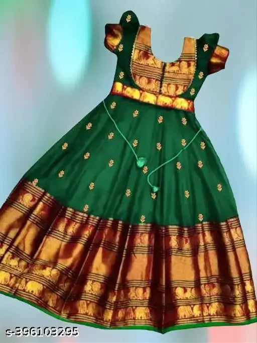 Embroidered net cotton silk bridal gown for girls, intricate detailing and pearl accents, perfect for weddings or parties, size 0-14 years, Indian origin