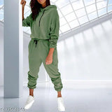 Women's cozy velvet loungewear set - hoodie & jogger pants, warm and stylish winter sleepwear in solid velvet fabric