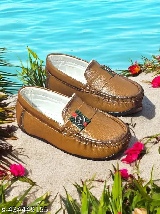 Brown baby loafer shoes, casual footwear for kids
