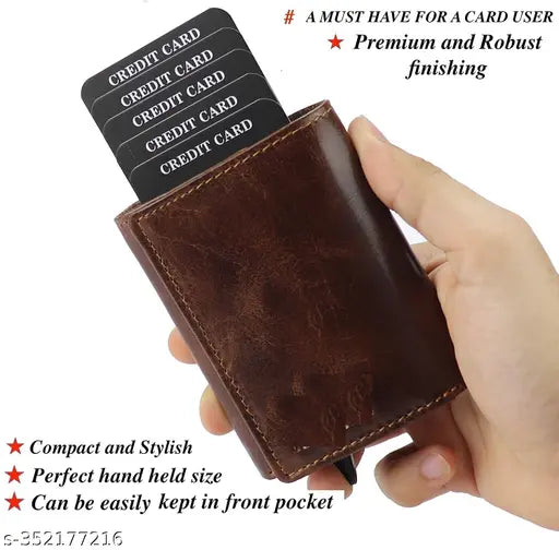 Branded metal card holder wallet, solid net design, free size (10x10cm), made in India