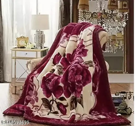 Soft microfiber floral print mink blanket for mild winters, random color, 18kg