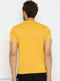 Mustard cotton blend men's casual t-shirt, regular fit, short sleeves, solid pattern. XXL size (chest 44in, length 30in), made in India