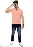3BROS Solid Polo Neck Short Sleeves Cotton Blend Pink Stylish Fashionable & Comfortable Trendy Graphic Mens T-shirts