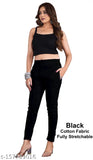 Cigar Potli women's pants in black, fully stretchable, cotton fabric
