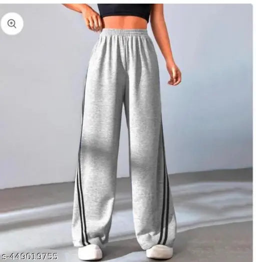 Grey sweatpants with an elastic waistband