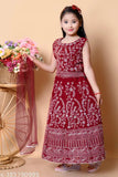 Velvet embroidered Lehenga Cholis for kids, showcasing opulence and elegance, 3-4 Years - India