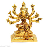 Brass 8-handed Varahi Amman statue, gold color, 7cm high, Indian god idol