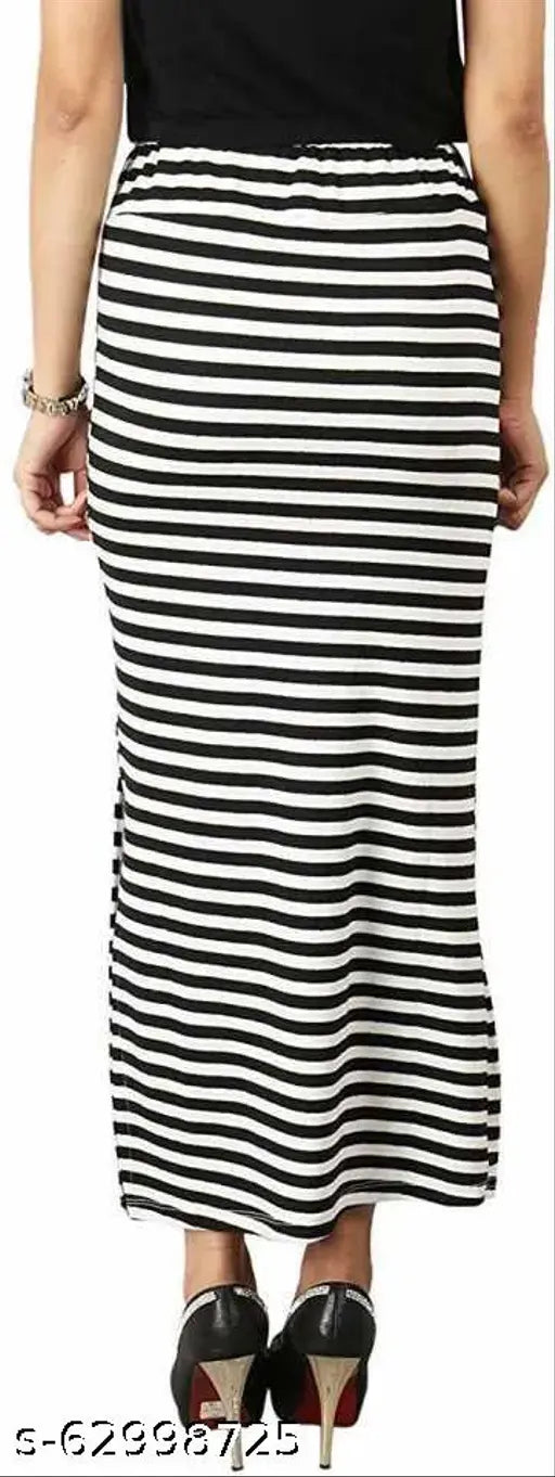 Black and white long skirt for women