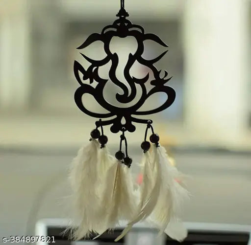 Handcrafted dream catcher with Lord Ganesha, Indian-made car dashboard decor and home accent