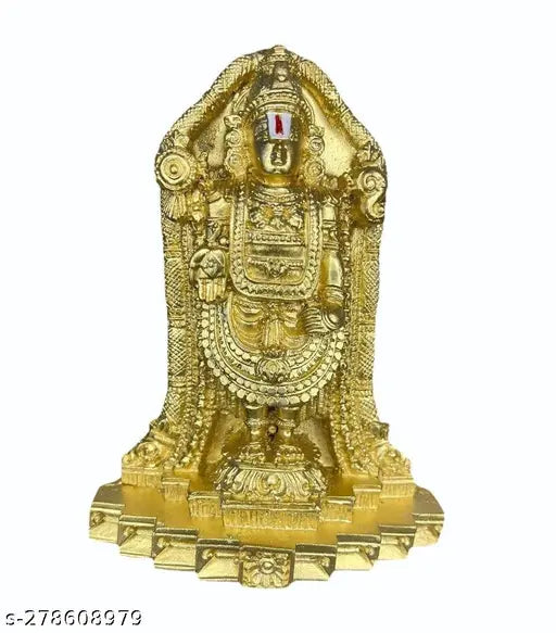 Gold polyresin Balaji statue, intricately handcrafted by SCULPO MANIA for home office temple