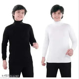HIGHNECK COMBO FOR KIDS BOYS AND GIRLS SKIVY WOOLEN SWEATER WINTER WEAR FOR KIDS Boys Black white Wool Sweaters Pack Of 2