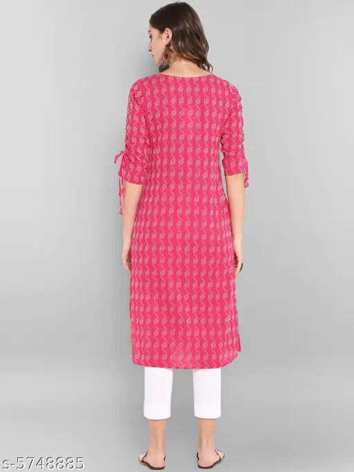 Cotton three-quarter sleeve Diya Attractive Women's Kurtas, printed combo, S (Bust 44in x 44in), India origin