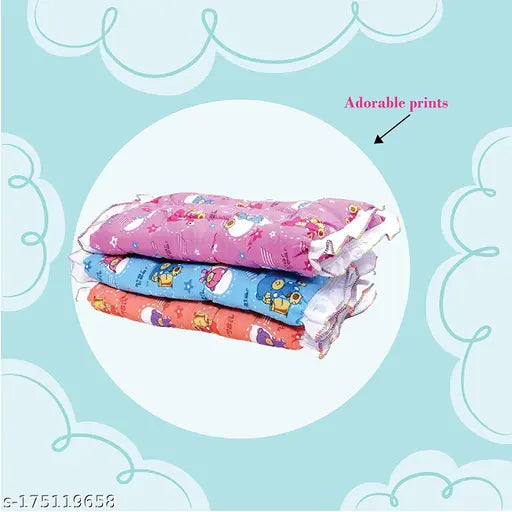 Multicolor 100% safe cotton newborn baby cradle bed pack of 3, ideal for mild winter and easy to use, fully washable and reusable Godari design
