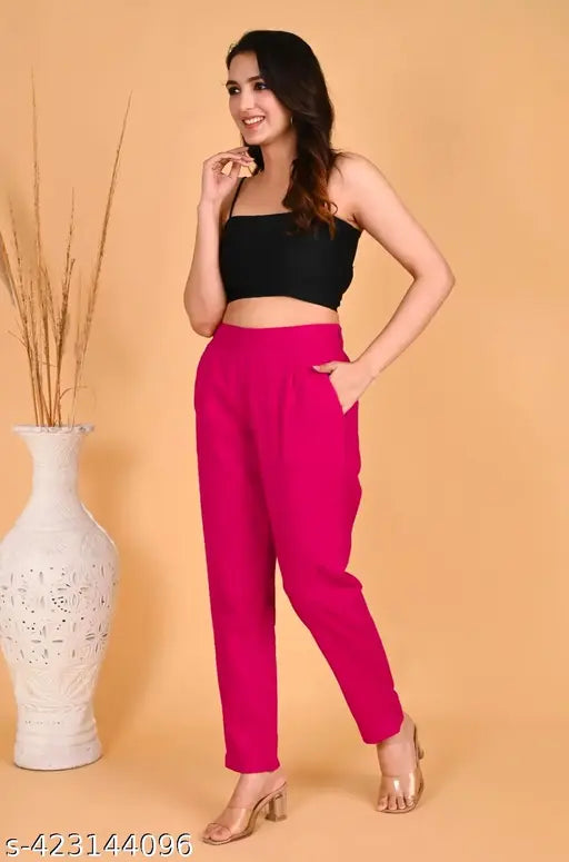Cotton pants trousers jeggings for women, solid color, stretchable and premium quality