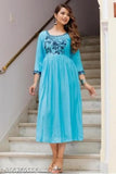 Blue embroidered kameez with long sleeves
