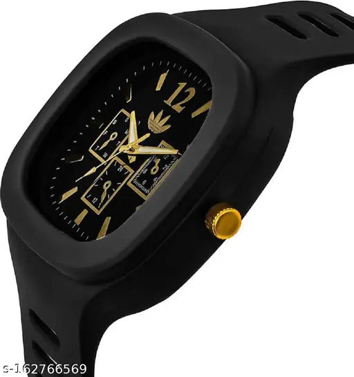 Cotton black baseball cap combo with silicone strap analog watch & black polarized lens sunglasses for men and boys - three piece set from India