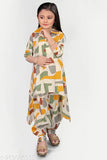 A-line pure cotton pyjamas set for kids, solid color Giomatric design, 2-12 years, India origin