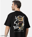 Stylish oversize back printed cotton t-shirt for men, three-quarter sleeves, India origin