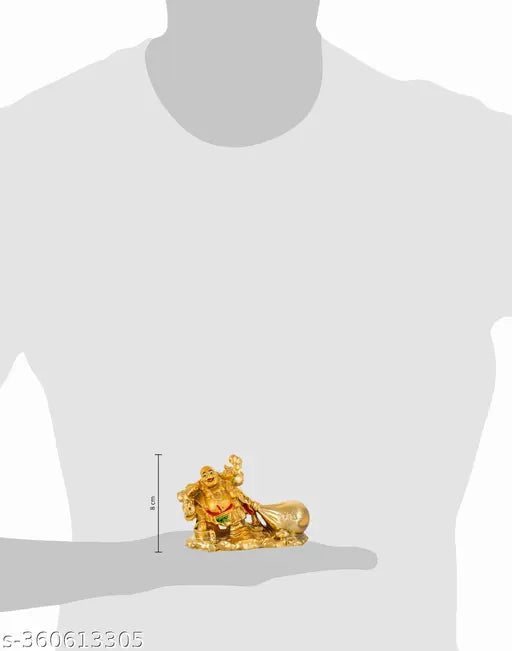 Golden Polyclay Laughing Buddha Potli - Small car art piece for wealth and good luck (10cm x 4cm x 8cm)