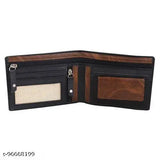 Black PU casual wallet, features 2 compartments, perfect gift for men