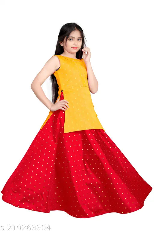 Embellished black and vibrant taffeta silk Lehenga Choli set for kids party wear, suitable for wedding or special occasions, India origin