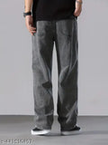 Black casual men's jeans with straight leg cut