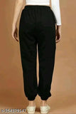 Black cotton blend women's jogger track pant, winter wear for ladies on display