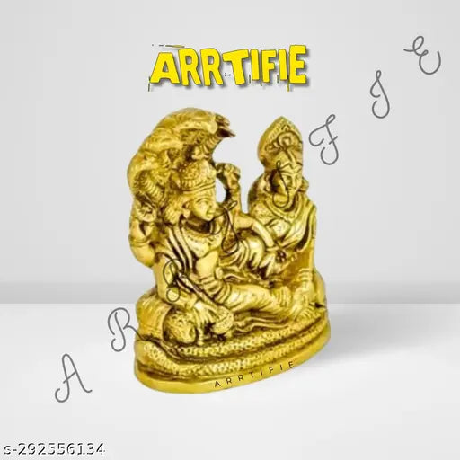 Metal Lakshmi Narayan Murti, handcrafted Indian God Idol (11cm x 11cm x 9cm)
