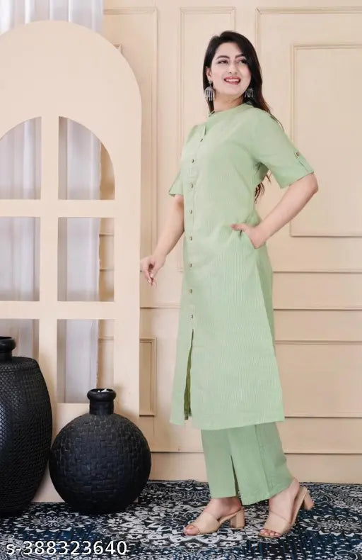 Ajay faishan women's cotton kurta & palazzo set, solid color for women's party wear, Indian origin