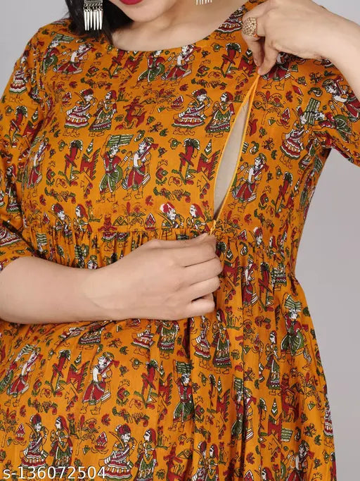Rayon zip kurta and kurtis, women's printed three-quarter sleeve, single size XS-XXXL, Indian origin