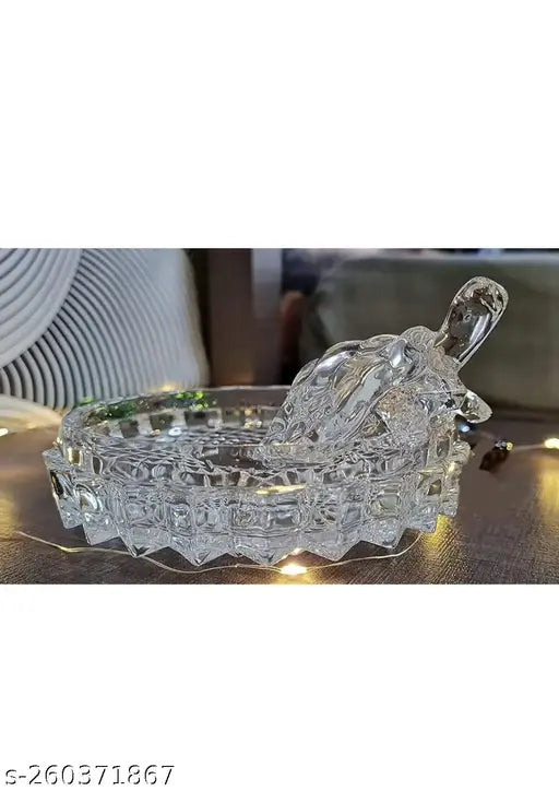 Clear glass, diamond-shaped Crystal Tortoise Kachua for home decor, symbolizing longevity & good luck (turtle outside)