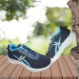 Blue, white, and black kids' sneakers with zip closure