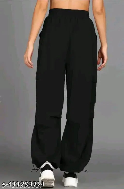 Women's stylish new cargos pants, black jogger style